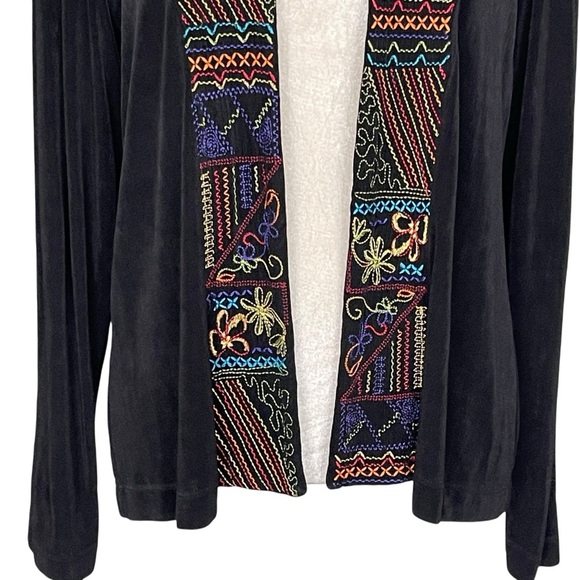 Chico’s Travelers Embroidered Open Front Jacket Cardigan Women’s Size 1 US M - Picture 3 of 9